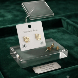 Designer-Inspired Monogram Stainless Steel Stud Earrings